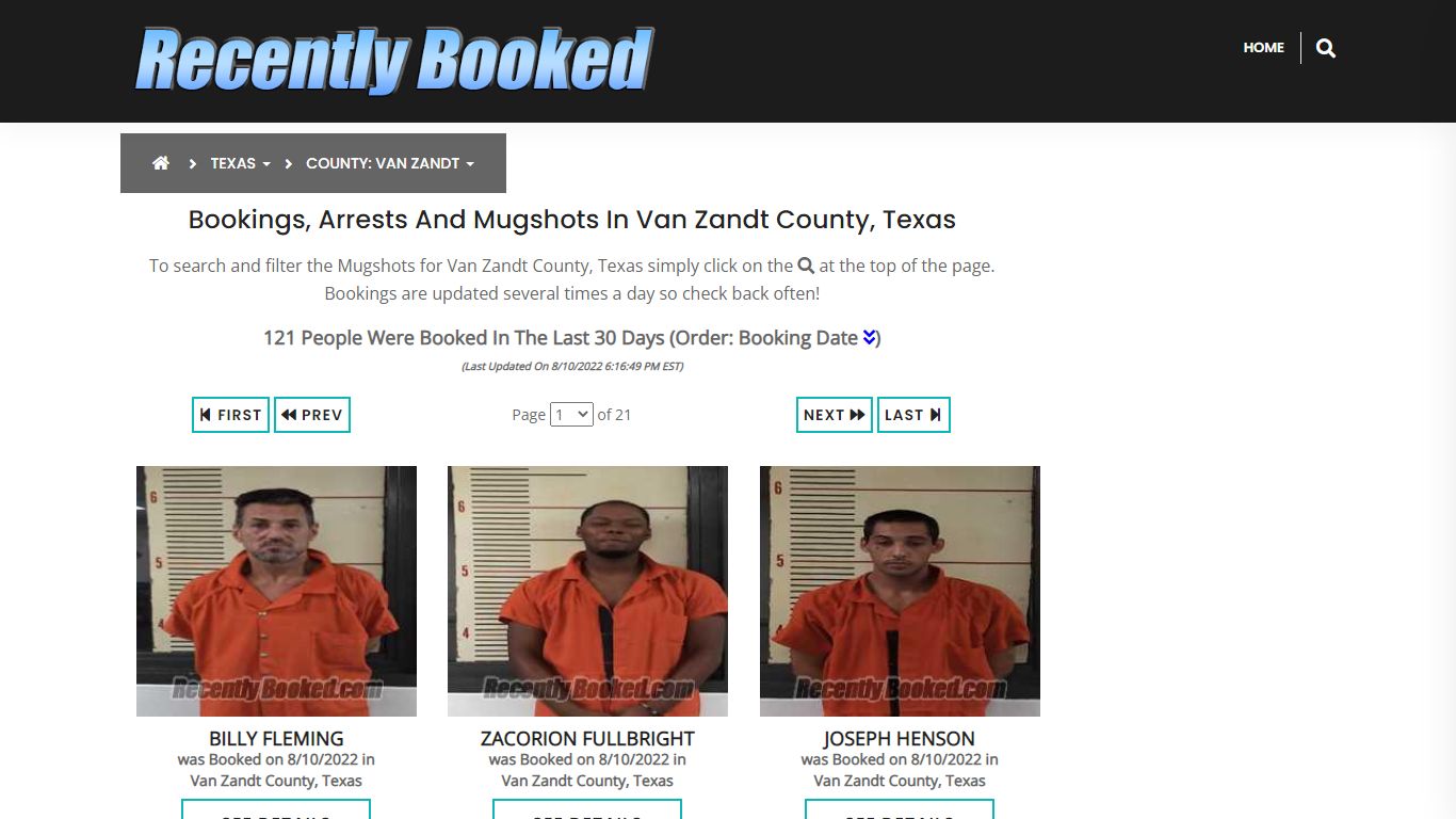 Recent bookings, Arrests, Mugshots in Van Zandt County, Texas